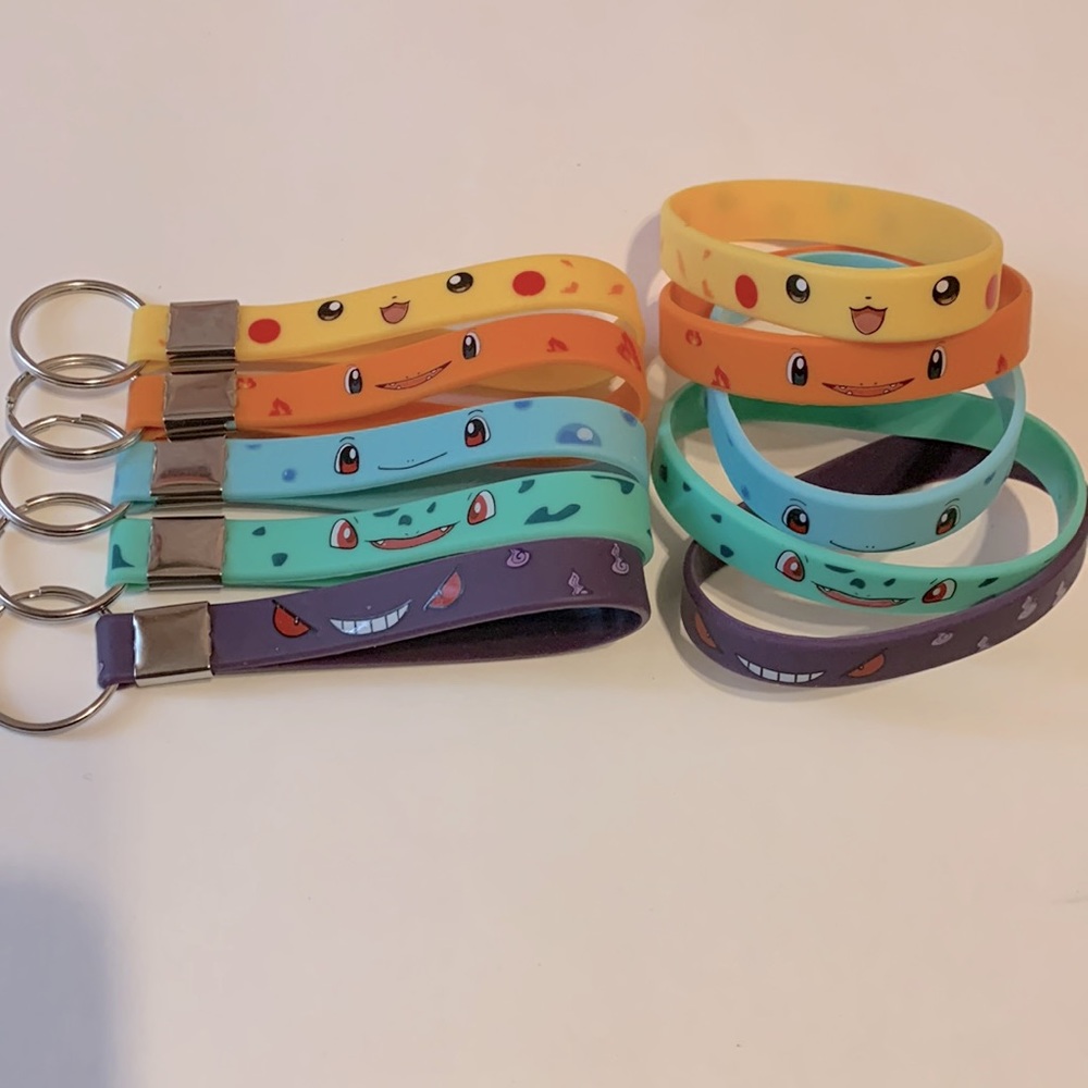 Pokémon Keychain Wristlet and Matching Bracelets, new